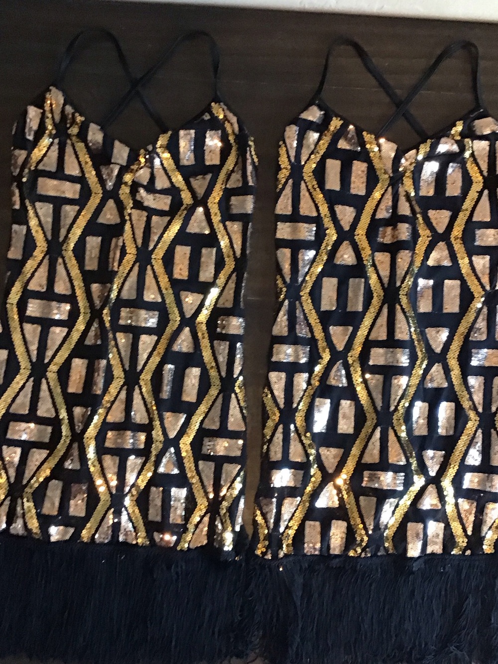 (Adult Medium) Set of 2 Black/Gold Dance Costumes